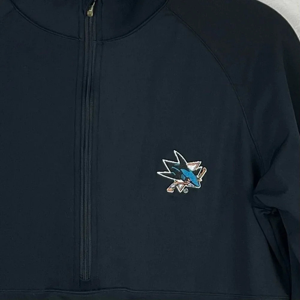 San Jose Sharks Jacket Men's Sz S Track 1/2 Zip Pullover Long Sleeve Black - Picture 5 of 9